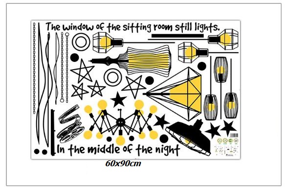 Decal chùm đèn sao vàng 2